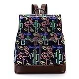 Personlig vardaglig dagväska för tonåringar resor affärer college neon flamingo kaktus element mönster, flerfärgad, 27x12.3x32cm, Ryggsäckar