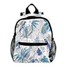 Easy Tropic Haze Blue Leaf mönster söt mode mini ryggsäck packväska, flerfärgad, 25.4x10x30 CM/10x4x12 in, Ryggsäckar