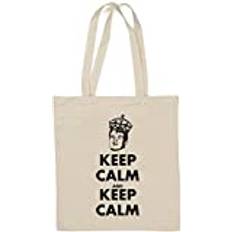 Keep Calm and Keep Calm rolig berusad meme-logotyp naturlig bomull tygväska vit, Vitt, En storlek