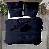 Kotton Culture King Size Sängkläder Set med fyra pillowshams 100% egyptisk bomull täcke uppsättning (225 cm x 220 cm) Lyxig mjuk satin Mysig europeisk påslakan Sängkläder Hotellklass (marinblå)