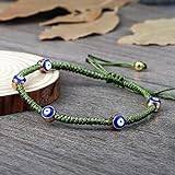 Lucky Beads strängarmband för kvinnor män flera färger rep flätad handkedja justerbar storlek yoga armring par gåva, grön 1