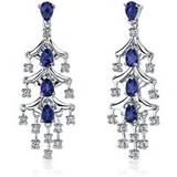 Sapphire & CZ Chandelier Drop Earrings in Sterling Silver