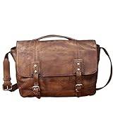 KANBUN YADECN Vintage axelväska för män läder messengerväska brun vardaglig handväska handväska 13 tums laptopväska, D, Talla �nica