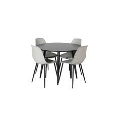 Venture Design Plaza & Polar matgrupp Svart/grå 4 st stolar & bord 100 cm
