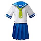 Ryugu Rena cosplay-kostym Higurashi When They Cry Ryugu Reina sjöman kostym skoluniformer klänning kjolar (skräddarsydd, blå)