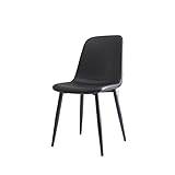 ABNMJKI Datorstol Home light luxury table chair Nordic modern simple balcony coffee chair makeup backrest chair dining chair (Color : Black leather)