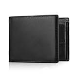 KLOMORE Plånbok herr läder med myntfack RFID skydd plånbok portmonnä kortfodral äkta läder plånbok kreditkortsfodral .., svart