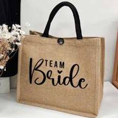 1pc Bride Letter Printed Fun Women's Bag, Linen Collection Bag, Suitable For Daily Travel Needs, The Best Gift For Mothers, Teachers, Friends, Nurses,