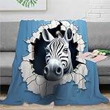 HUANGJIAHUI Anime zebra filt överkast sängkläder 3D-tryckt djur plysch lätt fluffiga gåvor mjuk mysig för semester säng soffa för pojkar flickor alla årstider soffa soffa soffa 127 x 152 cm (50 x 60