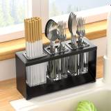 1pc Multifunctional Drain Rack With Built-in Drainage Storage Box, Chopstick Tube, Kitchen Tableware Storage Rack, Knife, Fork And Spoon Storage Rack For Restaurant