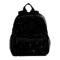 Mini ryggsäck packväska svart stjärnhimmel sött mode, Multicolor, 25.4x10x30 CM/10x4x12 in, Ryggsäckar