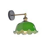 European Wall Light Nostalgic Art Pastoral Sconce Wall Lamp Green Glass Iron Bracket Wall Lights E27 Base Wall Lighting Embedded System Compatible with Bedrooms Bedside Coffee Shop Vägglampa