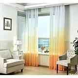 Homxi Gardiner vardagsrum voile set om 2, 2 x 137 W x 160 H cm, gardiner tyll orange gradient färg gardin gardinkrokar