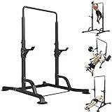 Power Tower Pull-up Chin Up Bar,Multifunctional Height Adjustable Dip Station Barbell Rack Bench Press Squat Rack for Home Gym Fitness Exercise Strength Training Equipment