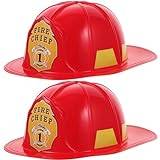 qiqiaollo 2 stycken brandman hatt brandman huvudbonad hård plast tillbehör för brandman cosplay kostym tillbehör för fester röd brandman/159