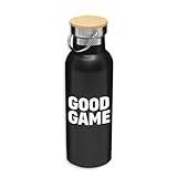GG Good Game Gaming Life Eco termos, rostfritt stål, isolerad flaska, bambulock
