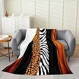 Homemissing Barn leopard zebra plysch överkast, dubbel 150 x 200 cm ombre orange svart filt för soffa soffa dekor gepard flanell fleece filt djurtryck