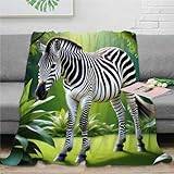 Zebra filt sängkläder 3D-tryckt djurtema flanell plysch gåvor mjuk mysig fluffig för pojkar flickor hela säsongen soffa soffa soffa 80 x 90 tum (200 x 230 cm)