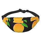 Mango tryckt vardaglig crossbody-midjeväska för män och kvinnor 3 blixtlås mellanskikt justerbart bälte löpning utomhus, resenödvändigheter, Svart, One Size