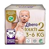 Libero Touch Öppna Babyblöjor Storlek 2, 3 Förpackningar x 62 stycken