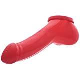 Toylie Latex Penis Sleeve Adam 4.5 röd, röd penisöverdrag med formade glans och scrotum, 1 x 1 styck