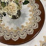 QTANZIQI "Handgjord vit spetsduk: eleganta blommönster för runda bord – perfekt för fester!"