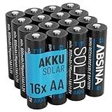 ABSINA 32 x solcellsbatteri AA uppladdningsbart 800 mAh 1,2 V NiMH – Mignon AA solbatterier för solcellslampor – solcellsbatterier AA med låg självurladdning