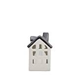 HEITMANN DECO - Keramisk värmeljushållare hus – vit/grå – ca 15 x 9,5 cm