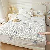 Single Fitted Sheet,Summer Cool And Skin-Friendly Mattress Protector，Children'S Bedroom Cartoon Printed Latex Bedding Sheets,Star,150 * 200cm (3pcs)