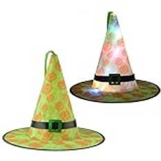 LED pumpa spindel fladdermus tecknad kant häxa hatt andningsbar bred keps halloween cosplay verktyg