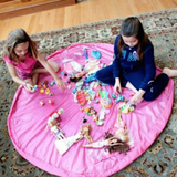 Matta för lek med dragsko rosa barnrum lego inredning dekoration