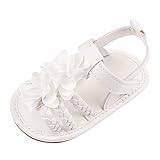 Mjuka sjötunga sandaler skor platt rosett baby sommar vandring flickor halkfria gummi baby skor baby löparskor, Vit, 19 EU