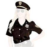 COM-FOUR® polisdräkt - blus och hatt - NY Police Officer - kostym för karneval, temafest, Halloween eller karneval - storlek XL - svart (Polisdräkt storlek XL)