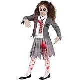 Funidelia | Maskeraddräkt student zombie för flicka Vandöd, Halloween, Skräckfilmer - Maskeraddräkt för barn och roliga tillbehör för fester, karneval och Halloween - Storlek 122-134 cm