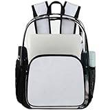 GeMeFv Palmblad klar ryggsäck, kraftig transparent ryggsäck med datorfack för kvinnor män arbete resor (tropisk), Palmblad, 17.7 H x 11.2 L x 6.2 W inches