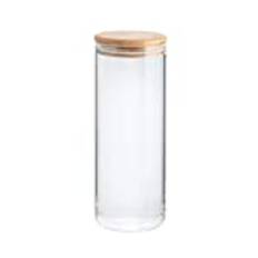 axentia förvaringsburk av glas, transparent/träfärger, Ø 10 cm, höjd ca 26 cm