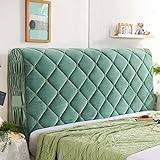 Sänggavel skydd sängöverkast för sänghuvud sänghuvud bräda rutig fluffig pläd sängöverdrag sänggavlar madrass dyna elastiskt dra-på-lakan sänggavel ryggstöd skydd (färg: grön, storlek: B 210 x H 65