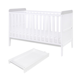 Tutti Bambini Rio Cot Bed with Cot Top Changer & Mattress – White/Dove Grey