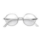 LONDON MOLE Glasögon | Artist läsglasögon | Runda glasögon | Coola läsare | Snygga läsglasögon | Herr Dam Unisex | Fjädergångjärn | Transparent | + 1,5 förstoring