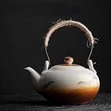 Afternoon Tea Set Vintage Tetillverkning Western Shi Pot Tianmu Glasyrplåt Tekanna Lera Grov Keramik Byggd Kruka Snöblomma Tekanna Keramik Teservis Teservis För Vuxna (Color : B)