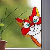 Funny Cat Decor - Peeping Cat, Funny Window Corner Decor, Funny fönsterhörndekor i målat glas, Cat Sticker, Lovely Unique Cat Suncatcher (Color : E)