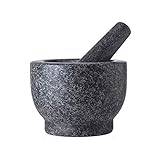 Polished Heavy Granite Mortar and Pestle Set Guacamole Bowl - Stone Grinder With Anti-Scratch Pad - 2 Cups Capacity