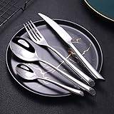 Dinner Silverware Utensils Set for 4 Stainless Steel 16-Piece Cutlery Bevel Handle Hotel Knife and Spoon Set Flatware Thicken Mirror Polished Kitchenware