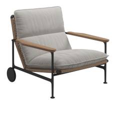 Gloster - Zenith Lounge Chair with Teak Arms - Meteor - Fabric Grade B - Blend Linen - Loungestolar