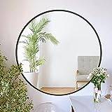 ZENIDA spegel rund, 80 x 80 cm väggspegel rund med högkvalitativ svart metallram, modern design stor spegel, för hall, badrum, vardagsrum och mer