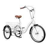 Shaillienn Trehjuling, 20 tum, seniorcykel, 1 växlar för 1,55–1,7 m, 3 hjul cykel med korg, högkolstål, maximal lastkapacitet 110 kg, dubbelt bromssystem