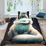 EXSANLIEAY Arctic Fox Super King påslakan djur sängkläder set mikrofiber påslakan 3D-tryckt dragkedja påslakan super king size 260 x 220 cm med 2 örngott