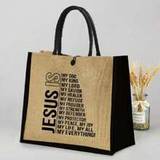 Faith Over Fear Christian Letter Printed Tote Bag,Gift For Those Who Love Christianity,Linen Tote Bag For Women That Represents Your Faith,Beach Bag,B