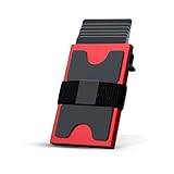 Metall Män Plånbok Aluminium Pop Up Bank Kreditkortshållare RFID Blockerande Smart Plånbok (Color : Red)