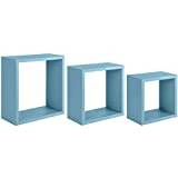 Homemania Inkubo väggdekor - vardagsrum, sovrum, kontor - MDF, blå 35 X 35 X 15,5/30 x 30 X 15,5/25 X 25 X 15,5